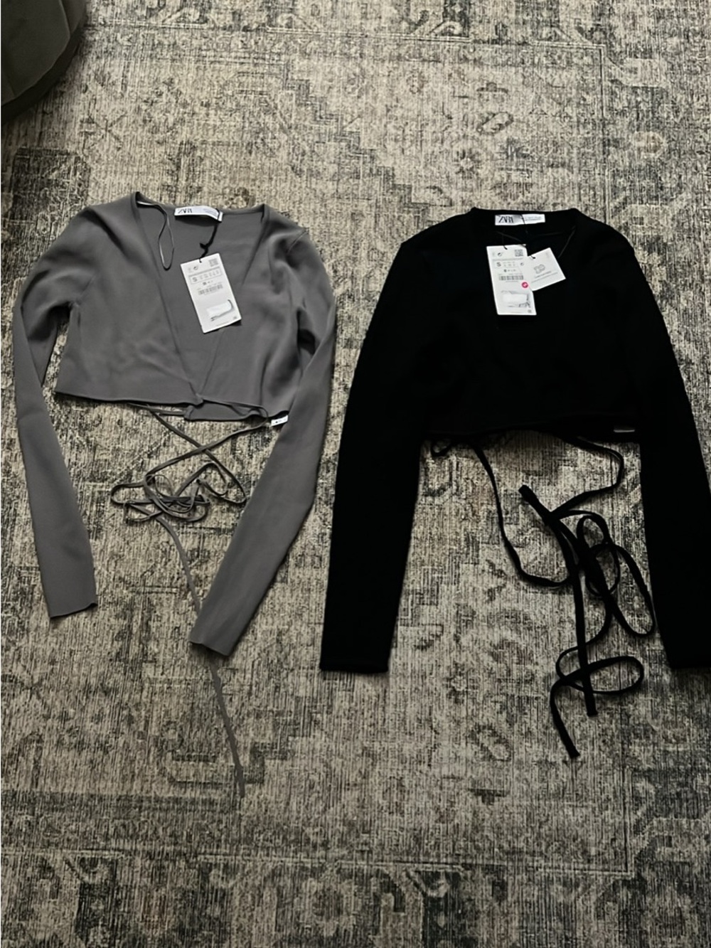 ZARA Long-Sleeve Wrap Crop Tops